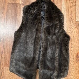 Faux Fur Vest in Deep Brown